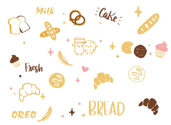 可爱面包烘焙清新日系韩系插画