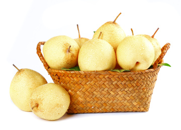 篮子里放着鸭梨