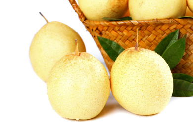 篮子里放着鸭梨