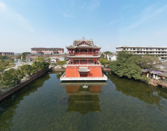 中国四川成都洛带古镇五凤楼古建筑风光航拍图