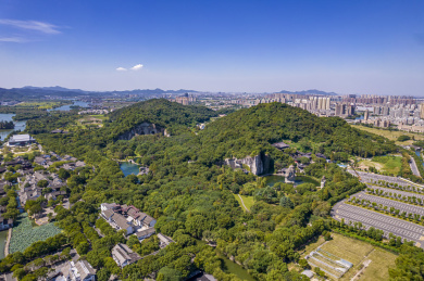 中国浙江绍兴柯岩风景区航拍