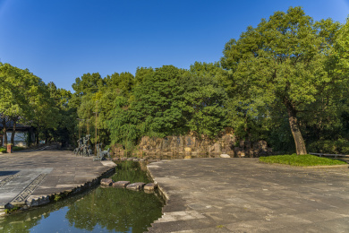 中国浙江绍兴柯岩风景区鉴湖景区投醪劳师雕塑