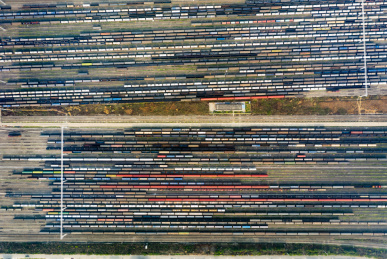 中欧班列蓉欧快铁成都国际铁路港航拍图