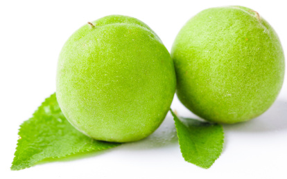 白底上摆放着青梅 青梅