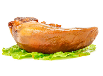 白底上的卤猪舌 卤口条