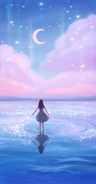 女孩裙子插画梦幻唯美