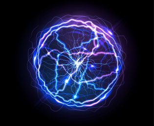 蓝紫色圆形闪电元素