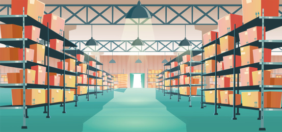 包裹仓库卡通插图