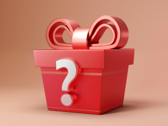 3D带问号的游戏活动红色礼盒盲盒