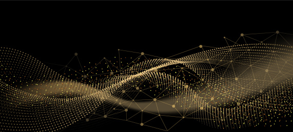 黑色背景金色线条科技感大数据矢量背景海报