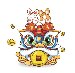 国朝兔年新年春节矢量插画