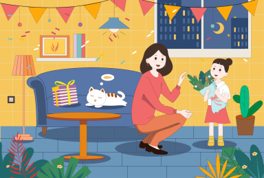 送花给妈妈祝她母亲节快乐