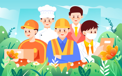 致敬五一劳动节各职业人物插画幸苦劳动海报