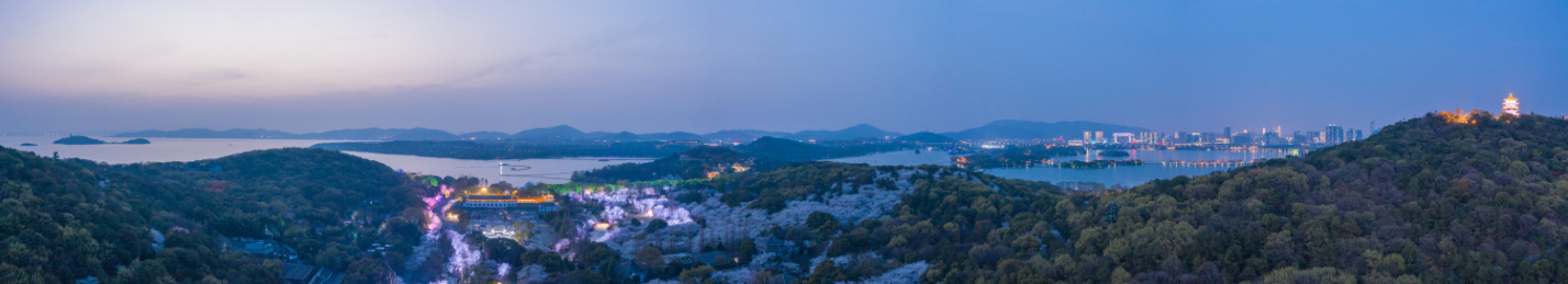 中国江苏无锡鼋头渚太湖夜景航拍接片