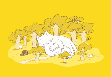 可爱喵咪睡觉插画