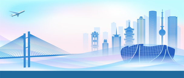 中国江苏省徐州市商务科技城市彩色插画