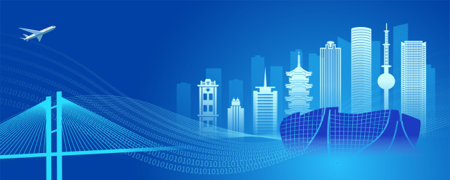 中国江苏省徐州市商务科技城市彩色插画蓝色