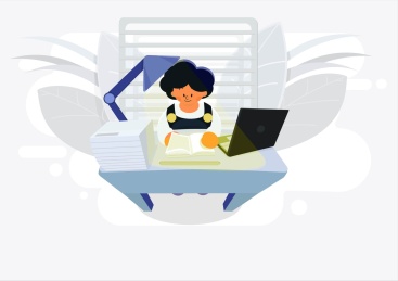 女孩在书房阅读书籍