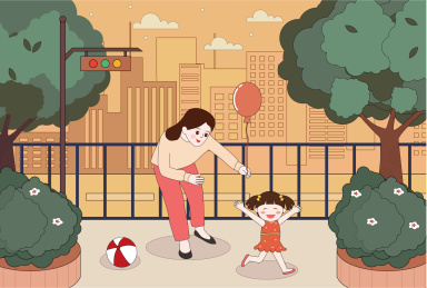 母亲节妈妈带孩子在公园玩耍