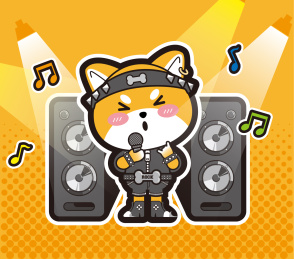 卡通摇滚柴犬表演