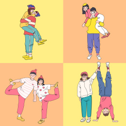 情人节手绘情侣合照