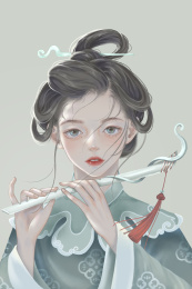 吹笛子的古风少女
