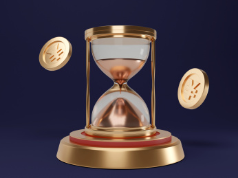 放在金色台子上的时间沙漏创意素材