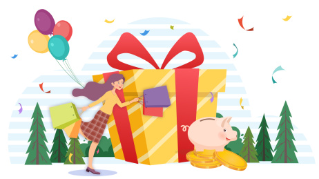 购物促销打折活动插画矢量图