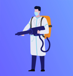 进行疫情消毒防控的医护人员