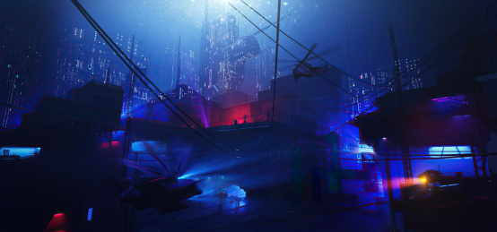 3D赛博朋克城市a