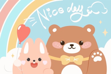 可爱卡通动物彩虹友爱兔子小熊创意插画