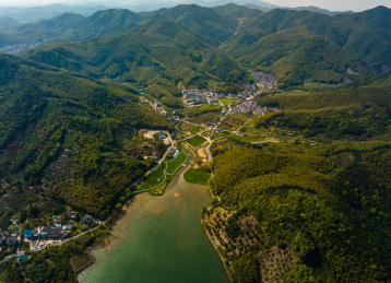 中国浙江宁波镇海九龙湖秦山村航拍