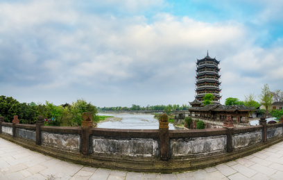 四川成都崇州元通古镇建筑风光