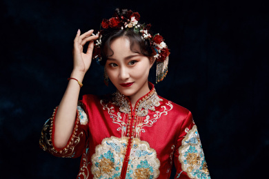 后期精修油画风格婚纱人像