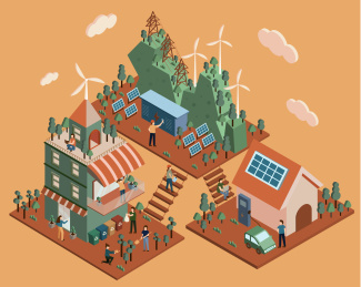 新能源环保低碳生活插画