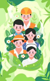 五一劳动节致敬职业劳动者插画人物劳动海报