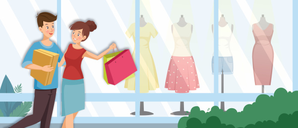 购物消费主题矢量插画海报