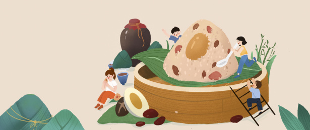 端午节朋友齐享粽子海报