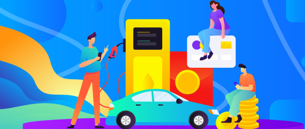 办理加油卡获得优惠矢量互联网运营插画