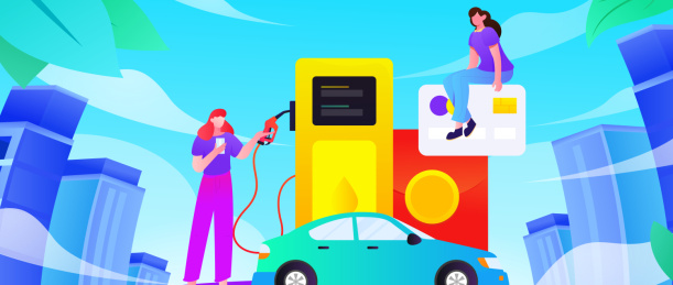 办理加油卡获得优惠矢量互联网运营插画