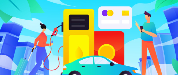 办理加油卡获得优惠矢量互联网运营插画