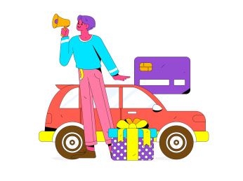 办理加油卡获得优惠矢量互联网运营插画