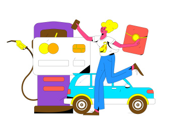 办理加油卡获得优惠矢量互联网运营插画