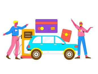 办理加油卡获得优惠矢量互联网运营插画