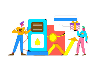 办理加油卡获得优惠矢量互联网运营插画