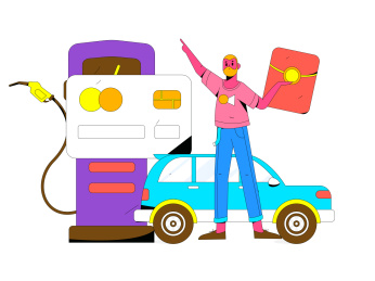 办理加油卡获得优惠矢量互联网运营插画