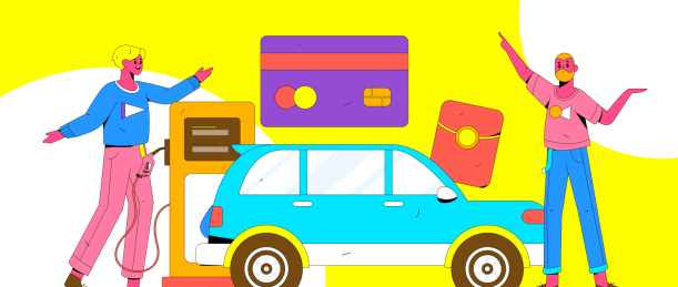 办理加油卡获得优惠矢量互联网运营插画