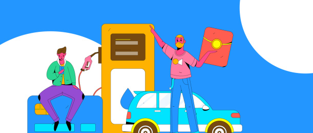 办理加油卡获得优惠矢量互联网运营插画