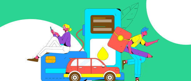 办理加油卡获得优惠矢量互联网运营插画