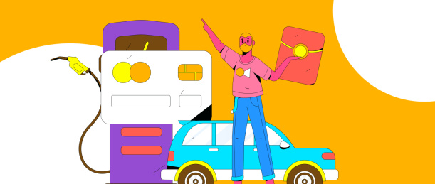 办理加油卡获得优惠矢量互联网运营插画